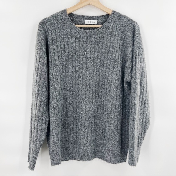 CHARLOTTE Avery grey crew neck wool blend sweater - Picture 1 of 4